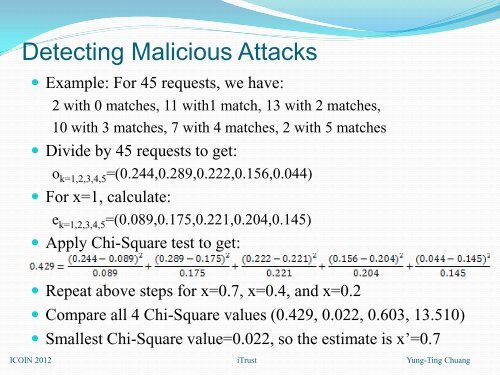 Detecting and Defending against Malicious Attacks in the iTrust ...