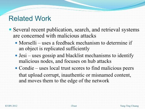 Detecting and Defending against Malicious Attacks in the iTrust ...
