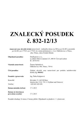 ZNALECKÝ POSUDEK č. 832-12/13 - Sreality.cz