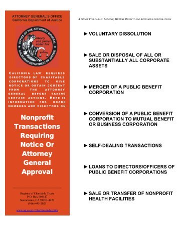 Nonprofit Transactions Requiring Notice or Attorney General Approval