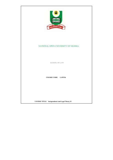 Jurisprudence And Legal Theory Ii National Open University Of