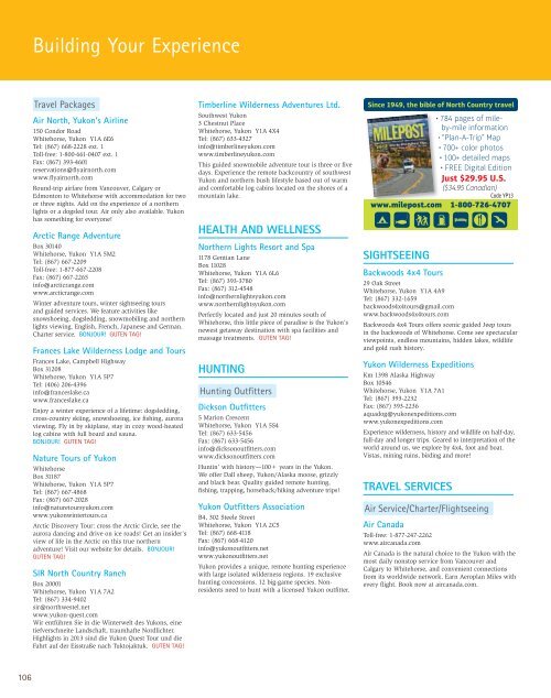 2013 VACATION PLANNER - Travel Yukon