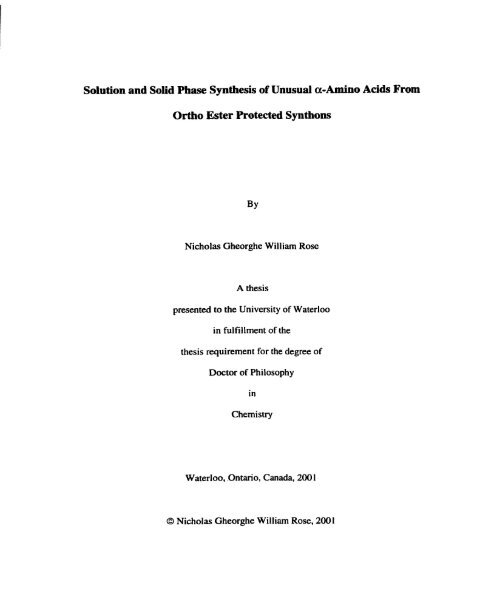 Solution and Solid Phase Synthesis of Unusual a-Amino Acids From