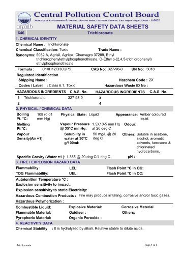 MATERIAL SAFETY DATA SHEETS