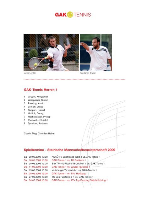 Presseinformation für die Saison 2009 als pdf - GAK-Tennis