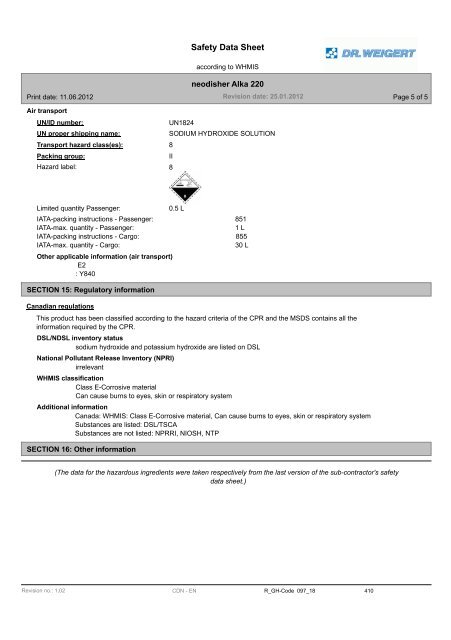 Safety Data Sheet - Miele