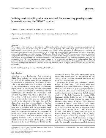 Validity and reliability of a new method for measuring putting stroke ...