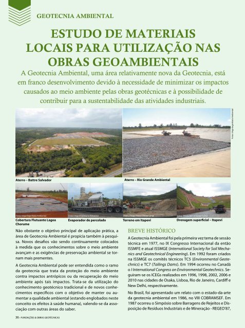 Estudo de materiais locais para utilização nas obras geoambientais