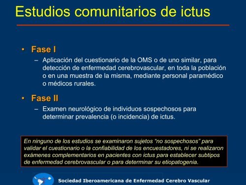 Estudios Epidemiológicos de Ictus en Latinoamérica - siecv