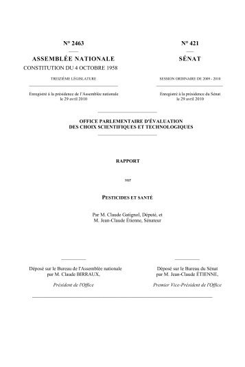 Pesticides et santé - Sénat