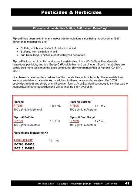 Pesticides & Herbicides - Dr. Vogel GmbH