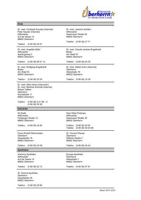 Ärzte Dr. med. Christoph Kunzler (Internist) Peter Sauder (Internist ...