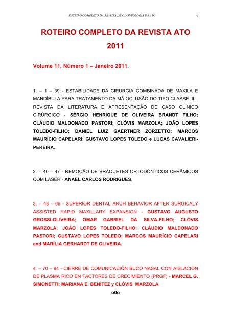 roteiro completo da revista ato 2011 - ATO ::. - Academia Tiradentes ...