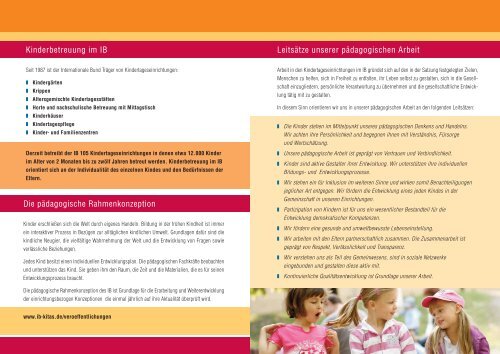 Flyer zur Kinderbetreuung im IB - Internationaler Bund