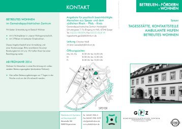 Info-Flyer Tagesstätte Speyer - Pfalzklinikum