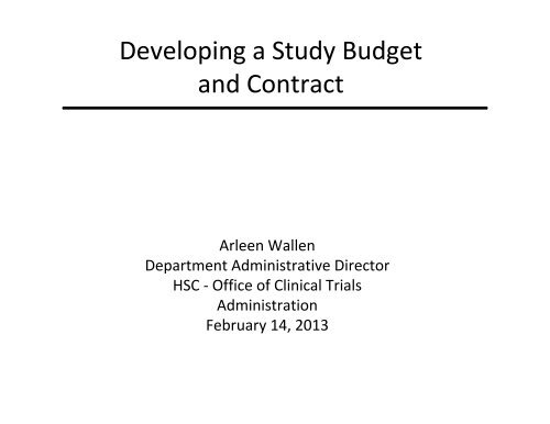 Developing a Study Budget and Contract - Temple University