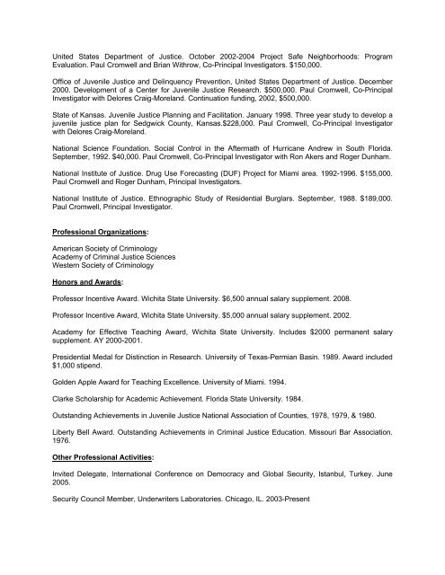 Curriculum Vitae - University of South Florida