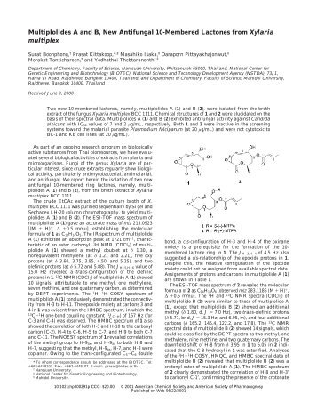 Multiplolides A and B, New Antifungal 10-Membered Lactones from ...