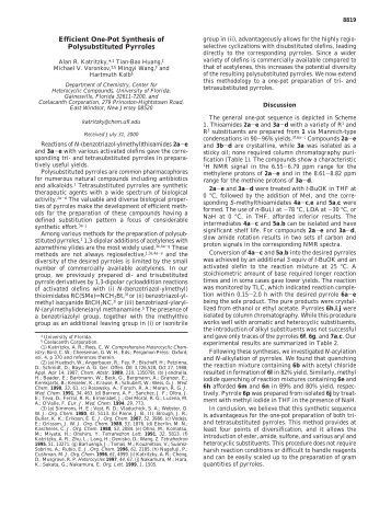 Efficient One-Pot Synthesis of Polysubstituted Pyrroles - Ark.chem.ufl ...