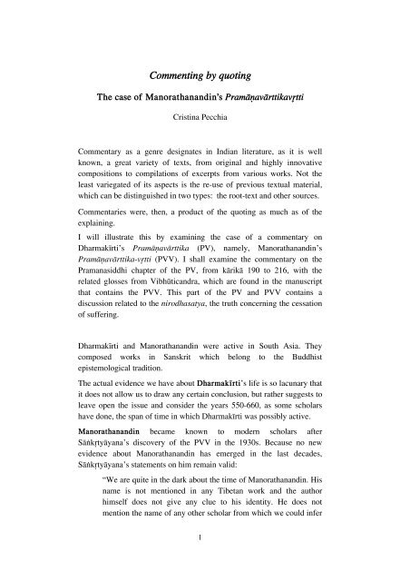 Citations From Pramanavarttika Vrtti Pdf Asiatica
