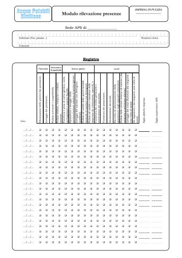 Modulo rilevazione presenze - Acque Potabili Siciliane SpA