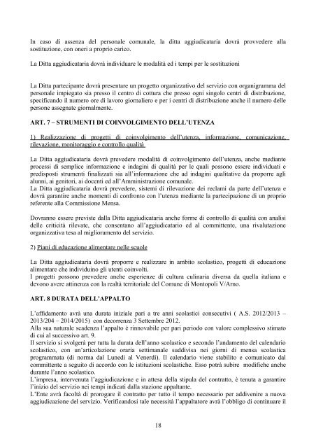 capitolato mensa - Comune di Montopoli Val d'Arno