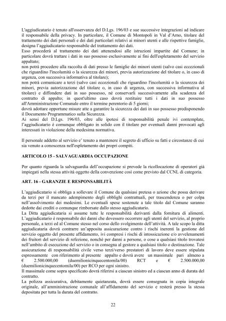capitolato mensa - Comune di Montopoli Val d'Arno