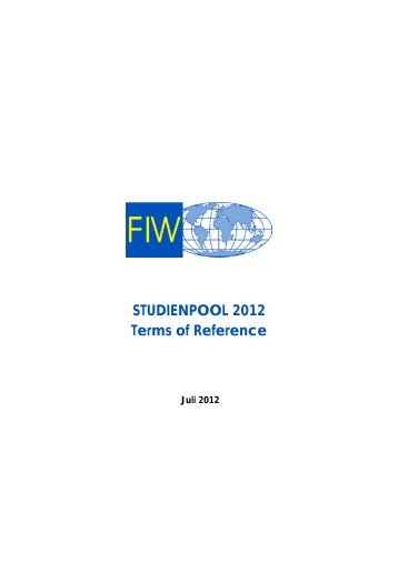 STUDIENPOOL 2012 Terms of Reference - FIW
