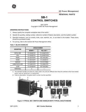 SB-1 Renewal Parts Bulletin - GE Digital Energy