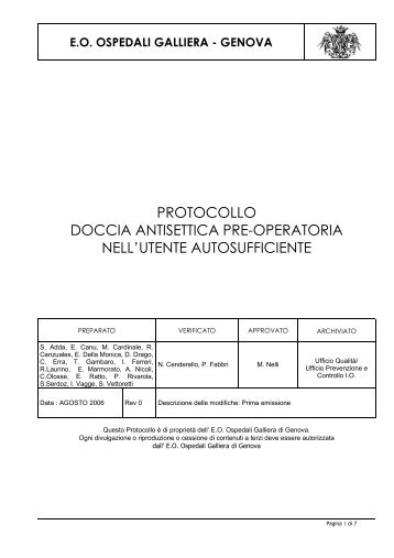 protocollo doccia antisettica pre-operatoria nell ... - Ospedale Galliera