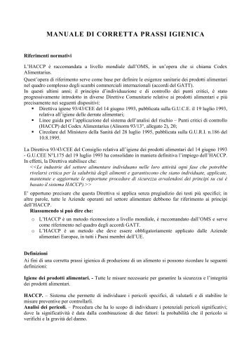 MANUALE DI CORRETTA PRASSI IGIENICA - ICR Mare