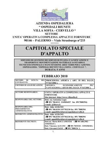 capitolato speciale d'appalto - Azienda Ospedaliera Ospedali Riuniti ...