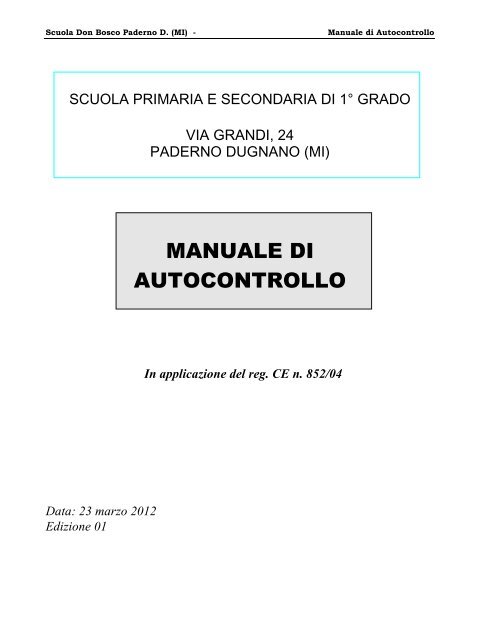 Il Manuale Di Autocontrollo Haccp
