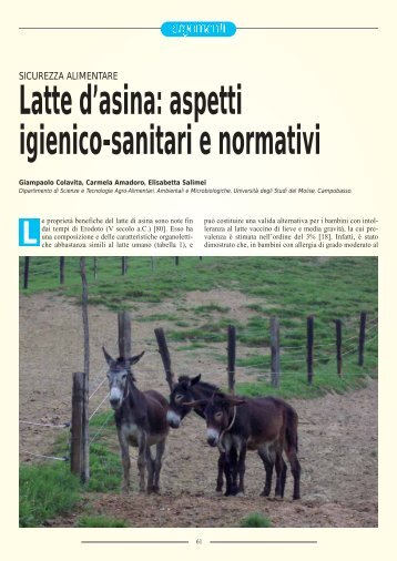 Latte d'asina: aspetti igienico-sanitari e normativi - SIVeMP