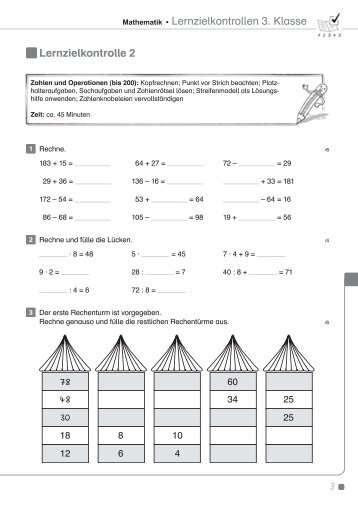 Mathematik • Lernzielkontrollen 3. Klasse 3 Lernzielkontrolle 2