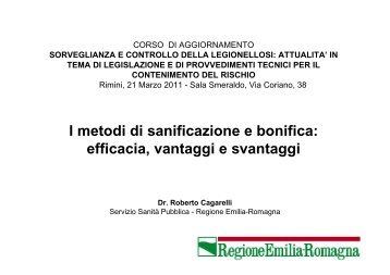 I metodi di sanificazione e bonifica:efficacia ... - (USL) di Rimini