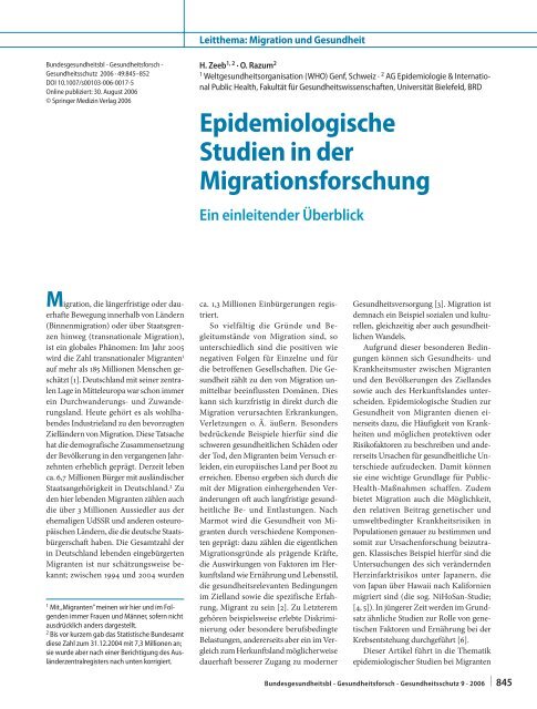 Soziale Determinanten von Gesundheit - Migration, Teil 2 - UK-Online