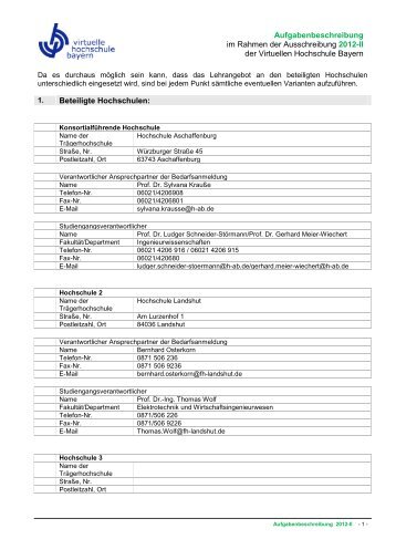 Aufgabenbeschreibung - Formular - Virtuelle Hochschule Bayern