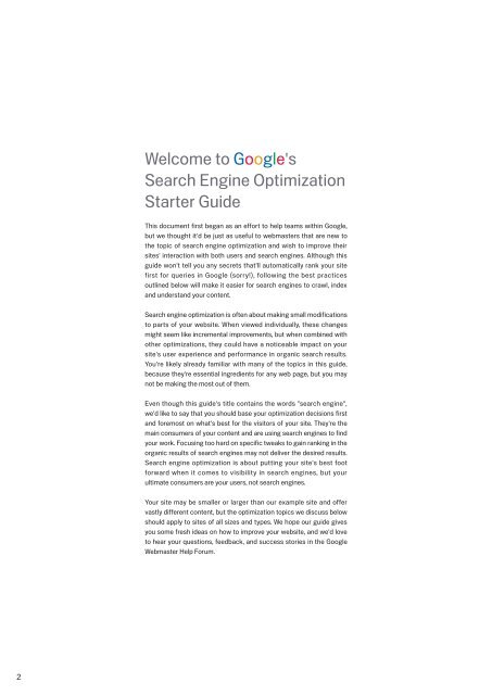 Google search engine optimization starter guide