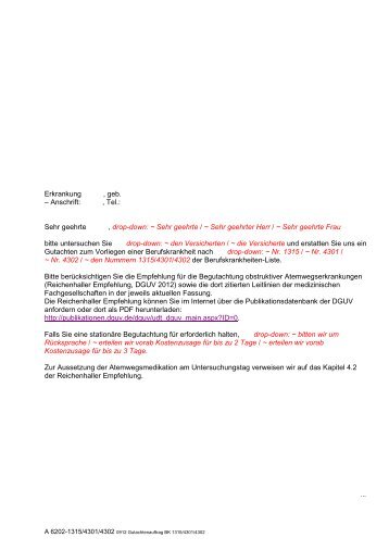 Gutachtenauftrag BK 1315/4301/4302 - Deutsche Gesetzliche ...