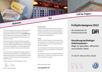 Frühjahrskongress 2012 - GfA Gesellschaft für Arbeitswissenschaft ...