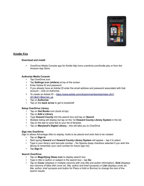 Kindle Fire - Howard County Library