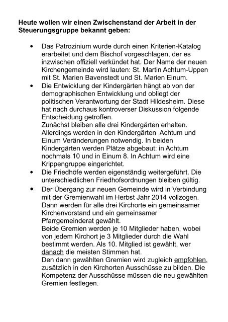 Pfarrbrief für März 2013 - Dekanat Borsum Sarstedt