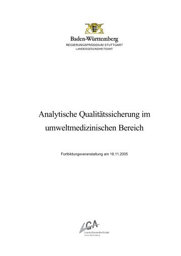 Analytische Qualitätssicherung im umweltmedizinischen Bereich