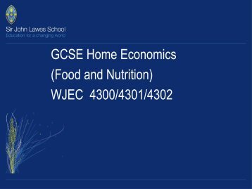 GCSE Home Economics (Food and Nutrition) WJEC 4300/4301/4302