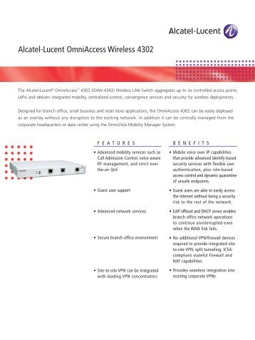 Alcatel-Lucent OmniAccess Wireless 4302 - SSP Converged Solutions