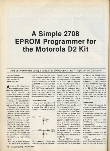 A Simple 2708 EPROM Programmer For - Vintage Computers