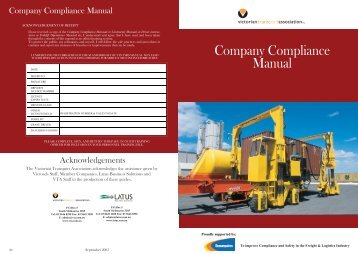 Company Compliance Manual [PDF, 4302 KB, 10pp] - VicRoads