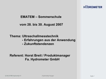 EMATEM – Sommerschule vom 28. bis 30. August 2007 Thema ...