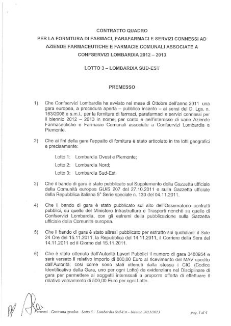 Contratto quadro per la fornitura di farmaci ... - ASM Pandino